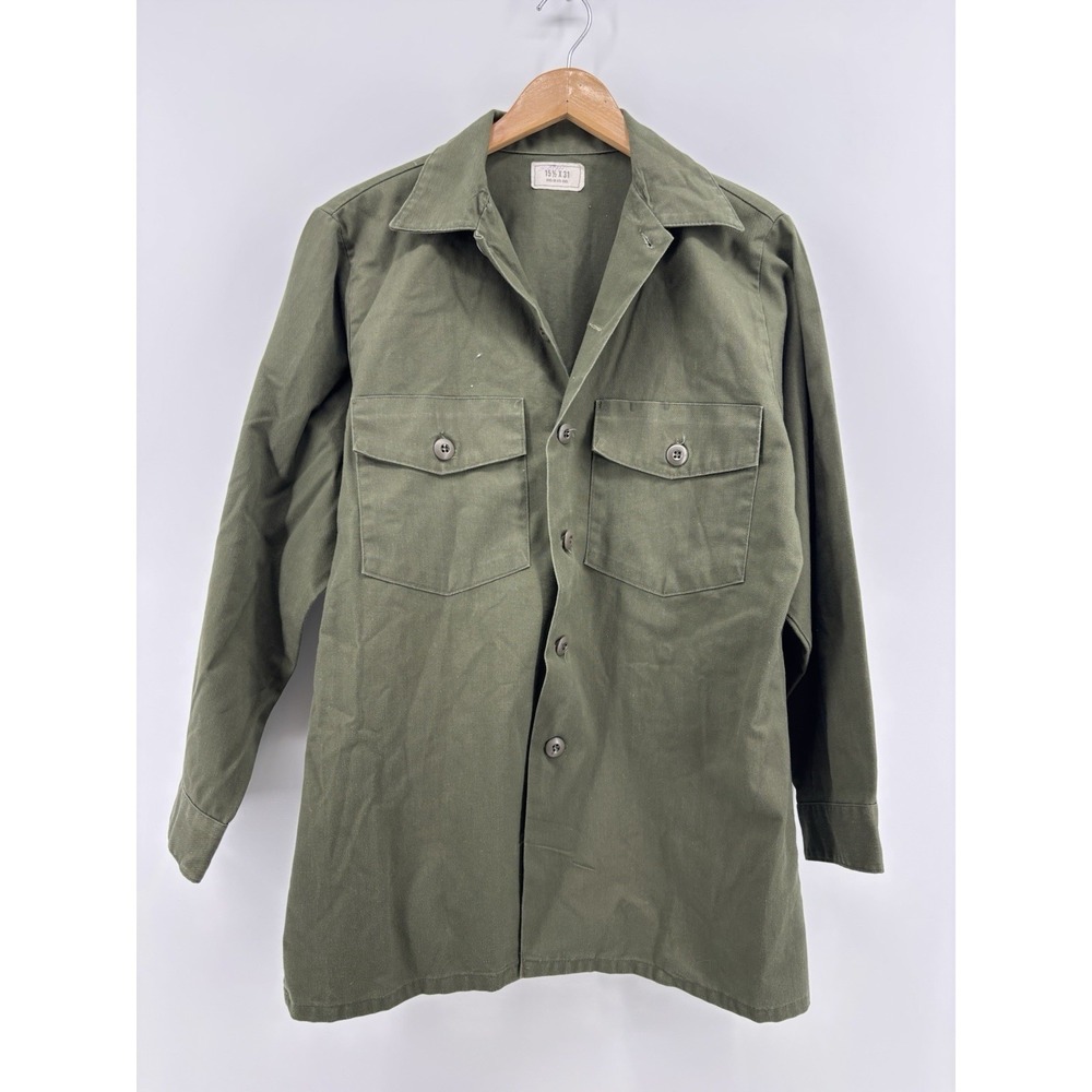 Vintage OG 507 Military Durable Press Utility Shirt Olive Green DLA100-85-C-0521